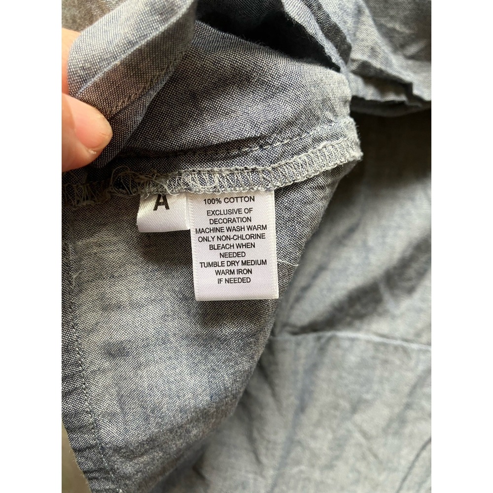 Ann Taylor Loft Solid Blue Cotton Partial Button … - image 5